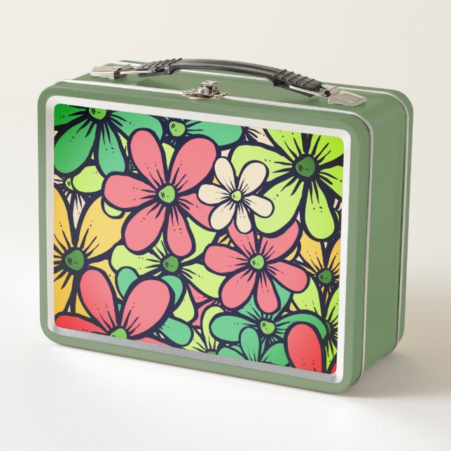 Lunch Box 60 ans rétro Floral  (Devant)
