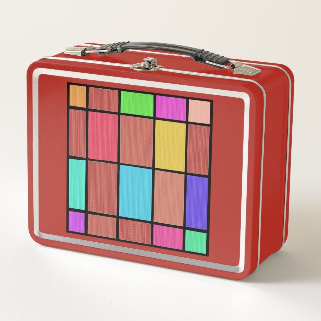 Lunch Box Abstraction de design graphique de style Mondrian  (Devant)