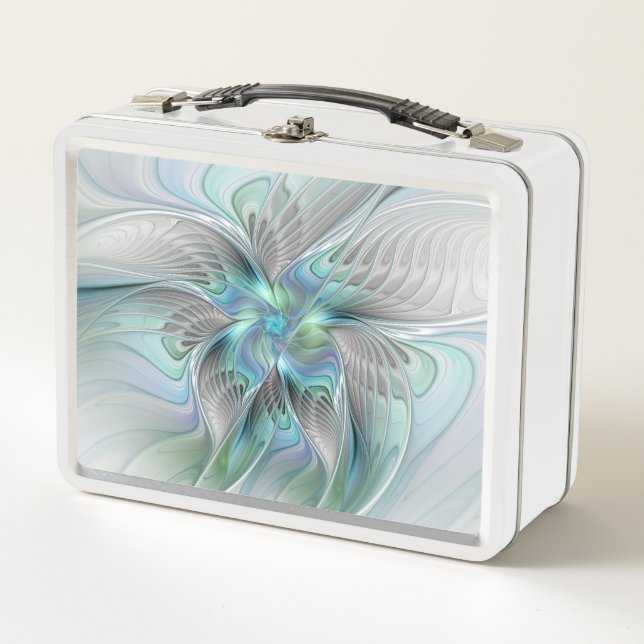 Lunch Box Abstrait Bleu Vert Papillon Imaginaire Fractal Art (Devant)