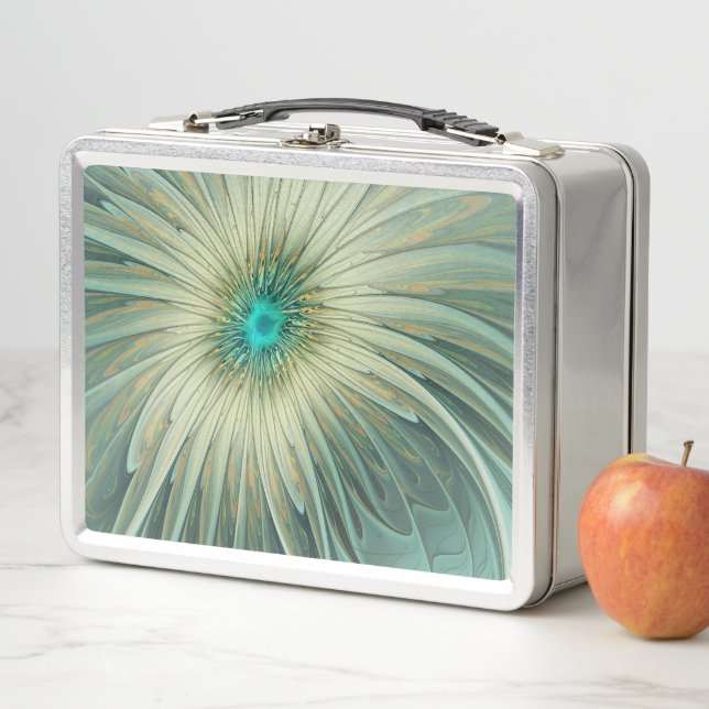 Lunch Box Abstrait Sage Green Imaginaire Fleur Fractal Art (En situation)