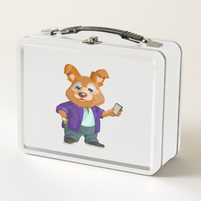 Lunch Box Adorable élève de chien de dessin animé en costume (Devant)