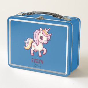 Lunch Box Adorable Pastel Unicorn avec nom enfant