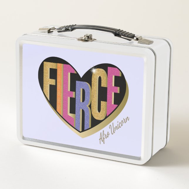 Lunch Box Afro Unicorn Fierce Heart Design (Devant)