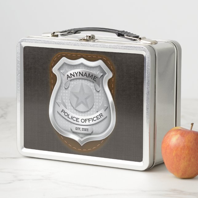 Lunch Box Agent de police personnalisé Sheriff Cop NAME Badg (En situation)