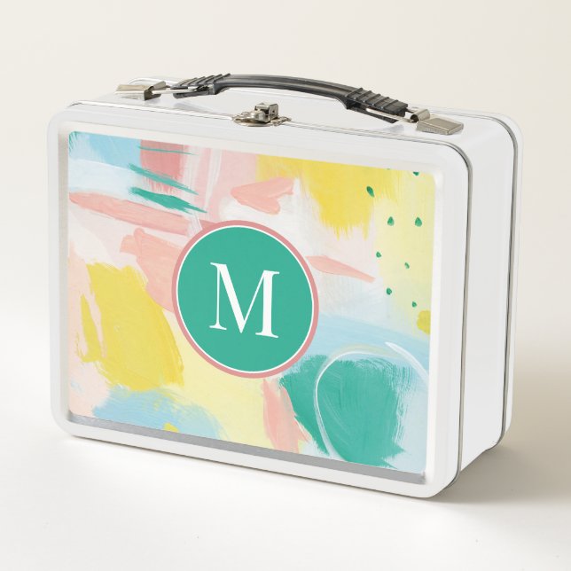 Lunch Box Ajouter votre initiale | Abstrait visage frais (Devant)