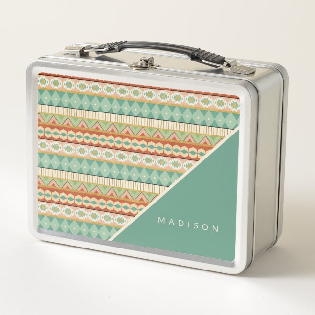 Lunch Box Ajoutez votre motif tribal d'aquarelle nommée de | (Devant)