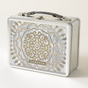Lunch Box Ajoutez votre nom   Mandala Gold Design