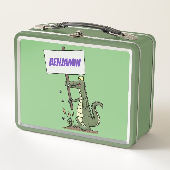 Lunch Box Aligator de crocodile drôle avec dessin animé (Devant)