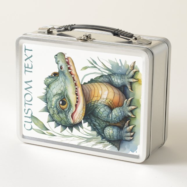 Lunch Box Alligator Crocodile bébé animal école d'aquarelle (Devant)