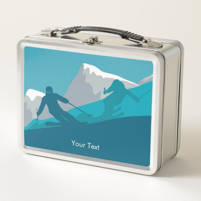 Lunch Box Alpine Skiing Snowy Mountain View Personalized (Devant)