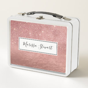 Lunch Box Aluminium emietté par parties scintillantes roses