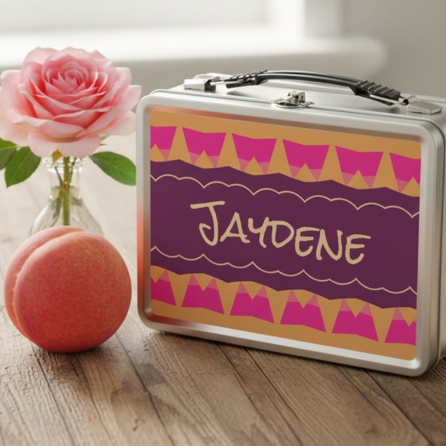 Lunch Box Amusant géométrique moderne (A lunchbox that’s loud, proud, and totally hers. Modern, colorful, custom, what more could you want.)