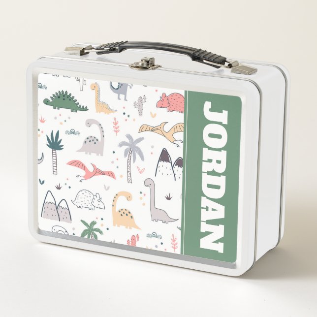 Lunch Box Amusant Pastel Dinosaur Motif de scène (Devant)