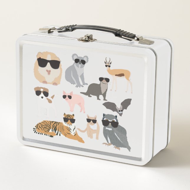 Lunch Box Animaux cool et amusants portant des lunettes de s (Devant)