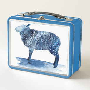 Lunch Box Animaux de ferme de bleu de cobalt - moutons