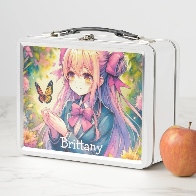 Lunch Box Anime Girl et papillon Ai Art (En situation)
