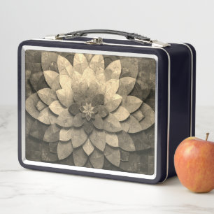 Lunch Box Antique Golden Mandala Art Fleur texturée