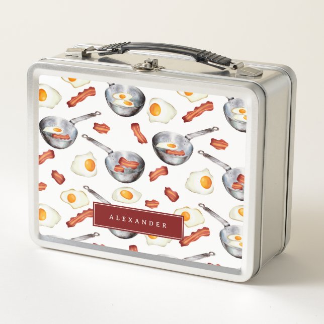 Lunch Box Aquarelle Bacon & Oeufs Petit déjeuner Motif alime (Devant)