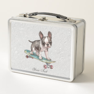 Lunch Box Aquarelle Boston Terrier Boîte à déjeuner métalliq