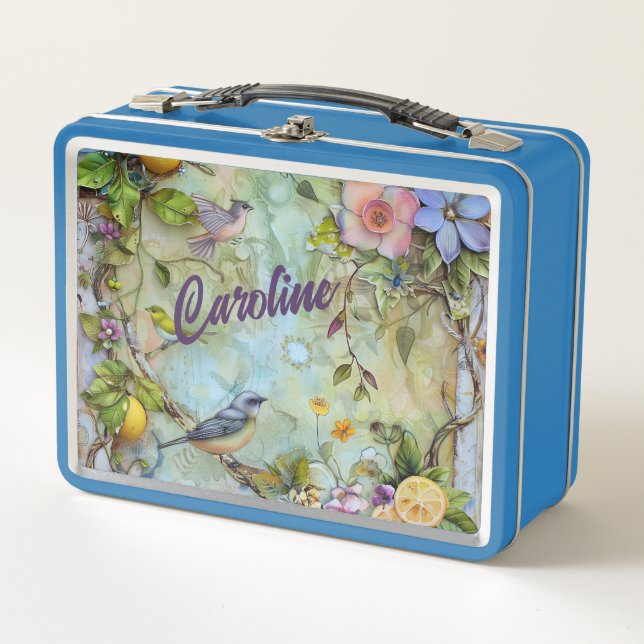 Lunch Box Aquarelle de citrons et de bleuets (Devant)