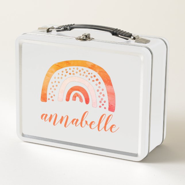 Lunch Box Aquarelle personnalisée Orange arc-en-ciel (Devant)