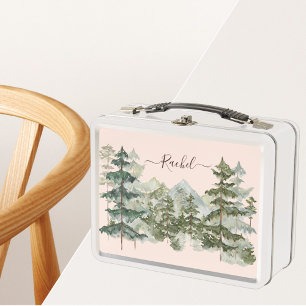 Lunch Box Aquarelle Pine Forêt et montagne Rustique