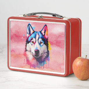 Lunch Box Aquarelle Sibérienne Husky Art coloré