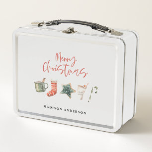 Lunch Box Aquarelle sucre de canne de boissons de Noël