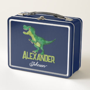 Lunch Box Aquarelle T-rex Dinosaure avec nom enfant personna