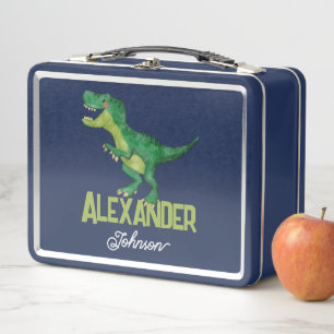 Lunch Box Aquarelle T-rex Dinosaure avec nom enfant personna