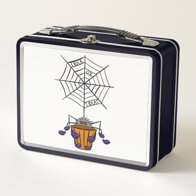 Lunch Box Araignée de dessin suspendue du Web tenant le seau (Devant)