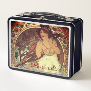 Lunch Box Art nouveau Alphonse Mucha élégante femme vintage