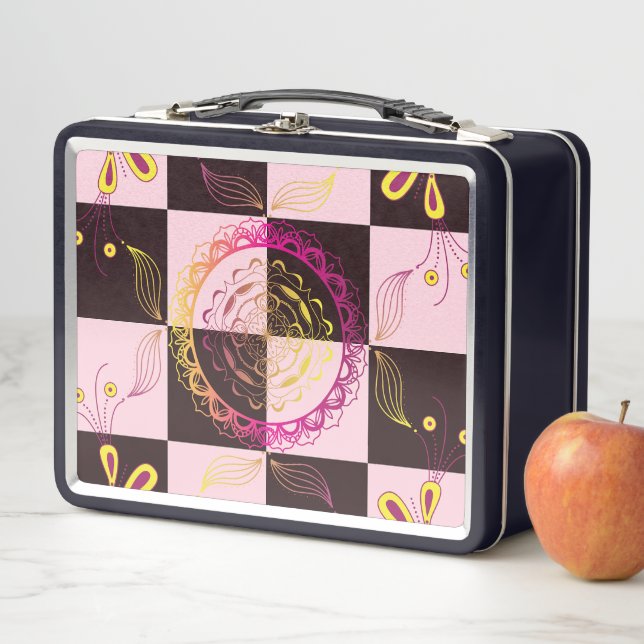 Lunch Box Art rose et noir, tableau de bord mystique (En situation)