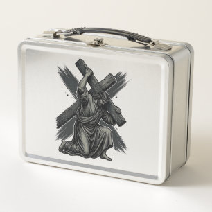 Lunch Box Art vectoriel chrétien Jésus portant la croix vint