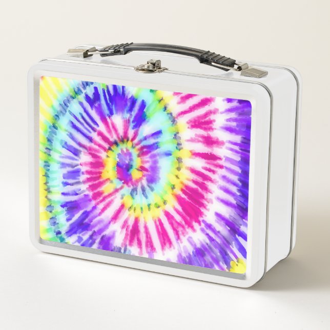 Lunch Box Artsy Neon Rainbow Tie Dye Motif d'aquarelle (Devant)