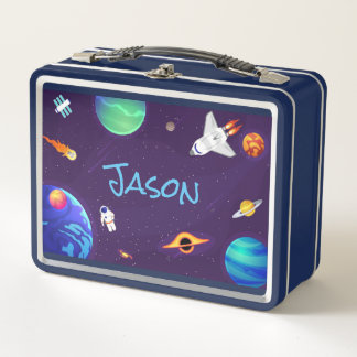 Lunch Box Astronaut Planètes spatiales Ajouter le nom de l'é