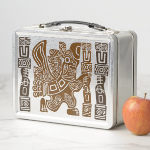 Lunch Box Aztec Eagle Guerrier Tribal Art antique