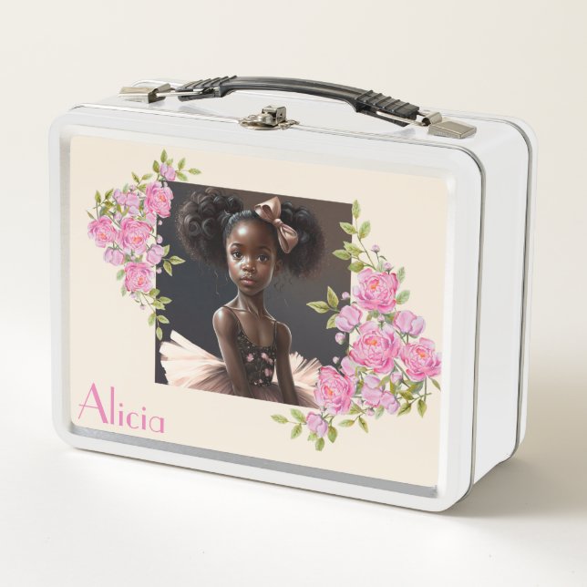Lunch Box ballerine afro-américaine, fille qui aime le balle (Devant)