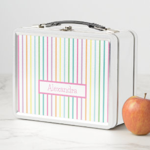 Lunch Box Bande arc-en-ciel avec nom