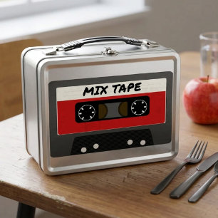 Lunch Box Bande Mixte Rouge - Cadeau Rétro Inspiré des Année