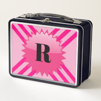 Lunch Box Bande rose monogramme personnalisée