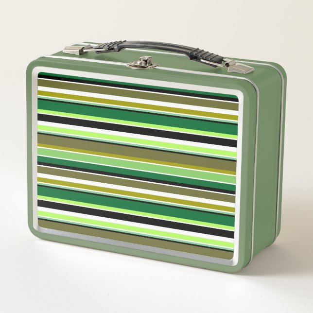 Lunch Box Bandes blanches vert mignonne (Devant)