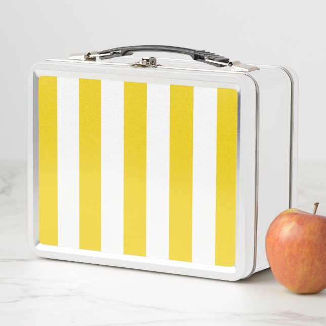 Lunch Box Bandes Jaunes, Blancs, Motif rayé (En situation)