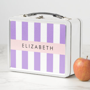 Lunch Box Bandes Violettes, Motif Gratté, Lignes, Votre Nom