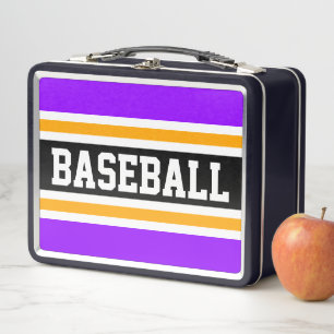 Lunch Box BASEBALL Amusant Violet Orange Noir Rayures