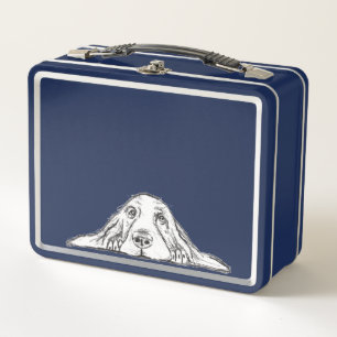 Lunch Box basset hound noir blanc simple yeux de chiot chien