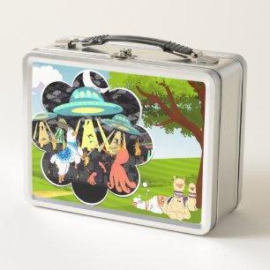 Lunch Box Bataille spatiale épique entre Lama et Calamar Mal