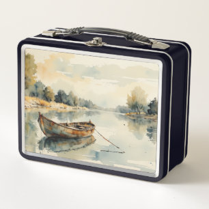 Lunch Box Bateau De La Banque Aquarelle Métal Boîte À Déjeun