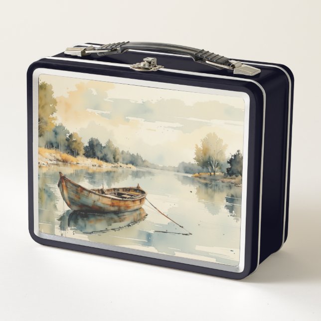 Lunch Box Bateau De La Banque Aquarelle Métal Boîte À Déjeun (Devant)