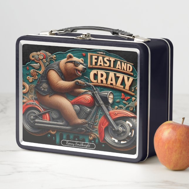 Lunch Box Bear Rides Moto Élégante Avec Flair (En situation)